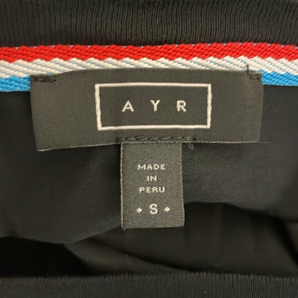 AYR Women’s Black Crew Neck Long Sleeve Tee Midnight Studded sleeves Pima Cotton - Picture 5 of 7